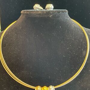 Gold-Tone Multi-Strand Cable Necklace with Decorative Beads
